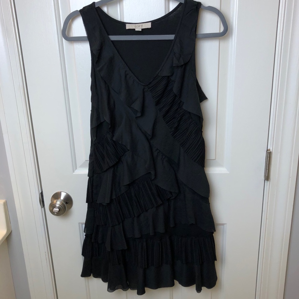LOFT Black Ruffles and Frills Dress